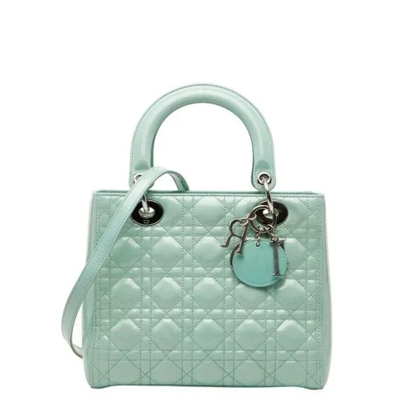 Dior Cannage 2-Way Shoulder Bag Mint Green - Picture 1 of 10